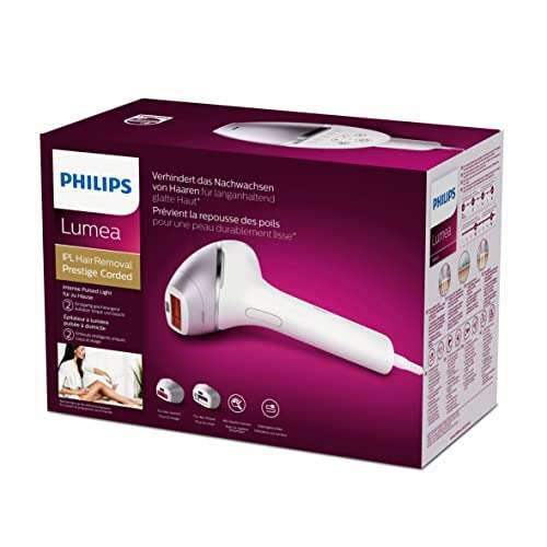 Philips Lumea Prestige IPL Haarentfernungsgerät inkl. 2 Aufsätze - Lichtbasierte, langanhaltende Haarentfernung für glatte Haut