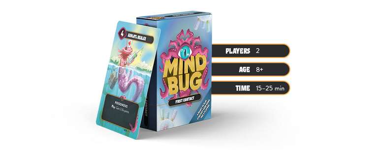 Mindbug Gesellschaftsspiel mit 5€ Gutschein - 26,99€ für das Grundspiel+Erweiterung (inkl. Versand)