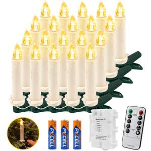 Koopower 16m Kerzenlichterkette mit 40 LEDs für den Weihnachtsbaum - Timer, Batterien, Fernbedienung (Verkauft durch SHNG MALL | Prime)