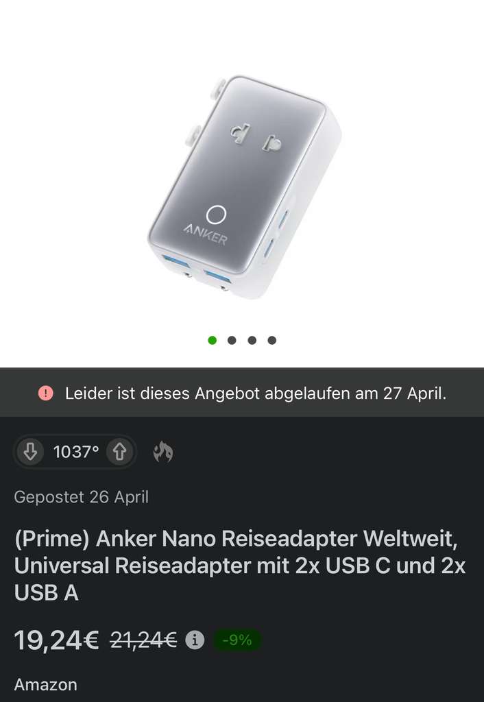 Adattatore Da Viaggio Anker Nano 5-in-1 - Presa AC, 2 USB-C, 2 USB-A, Per 200+ Paesi