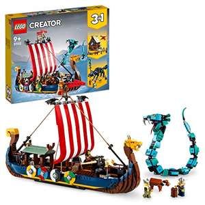 LEGO Creator 3in1 Wikingerschiff mit Midgardschlange, Set mit Schiff, Haus, Spielzeug-Wolf und Tier-Figuren (31132) für 71,99 Euro [Amazon]