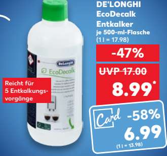 DE'LONGHI EcoDecalk Entkalker für 6,99 € je Flasche (Angebot + KauflandCard) - bundesweit