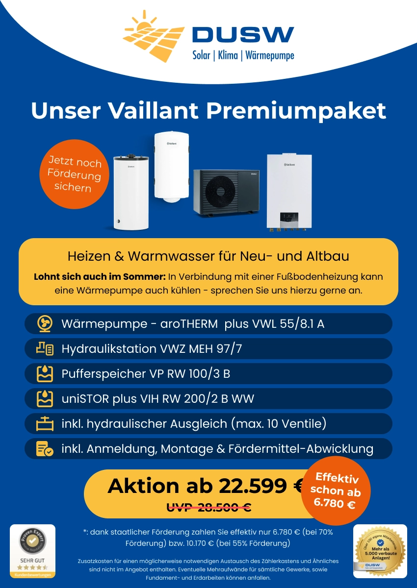 Vaillant Wärmepumpen-Komplettpaket für Neu- und Altbau mit Speicher, Montage und Fördermittelservice