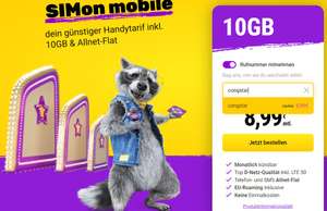 Simon Mobile mit 10 GB statt 8 GB für 8,99€ bei RNM bis 15.12.22 für Neukunden abzügl. 7€ Shoop