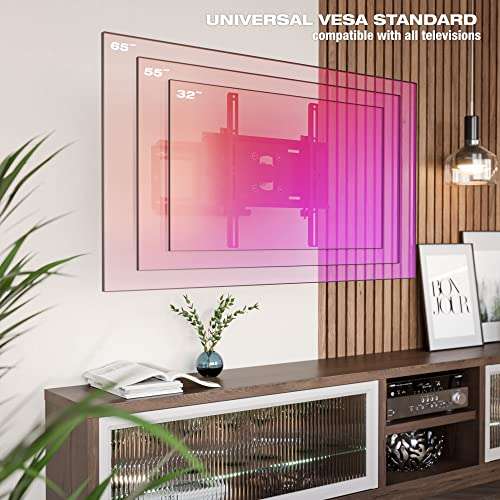 [Prime] RICOO TV Wandhalterung R23-F, Schwenkbar für 40-75 Zoll, inkl. Fischer Dübel Universal