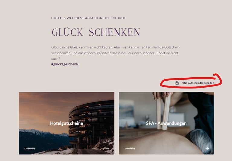 100 € GUTSCHEIN FÜR DAS HOTEL FAMILIENHOTEL "FAMILIAMUS" / SÜDTIROL