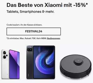 15% auf ausgewählte Xiaomi-Produkte bei eBay (2x pro Person, maximal 75€ Rabatt)