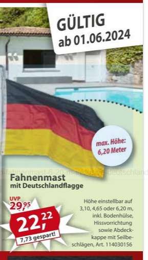 Fahnenmast mit Deutschland-Fahne, 6,20m, Aluminium