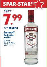 Smirnoff Red Label Vodka 0,7L bei Hol Ab! Getränkemärkte (regional)