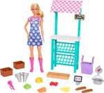 Barbie HCN22 - Spaß auf dem Bauernhof Bauernmarkt Spielset mit Puppe (Blonde Haare), Markt-Stand mit Obst, Gemüse und Kasse [Prime]