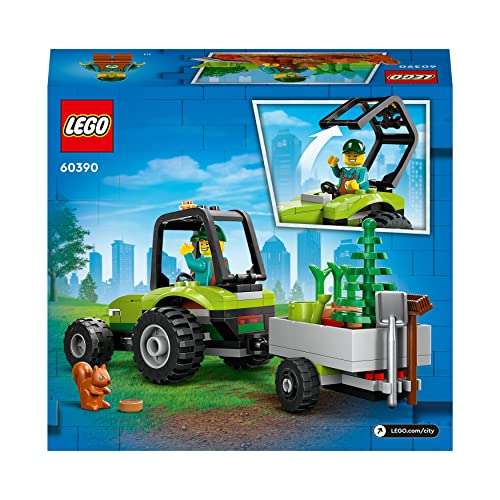 LEGO 60390 City Kleintraktor, Spielzeug-Traktor mit Anhänger, Fahrzeug zum Bauernhof-Set mit Gärtner-Minifigur & Tierfigur (Prime)