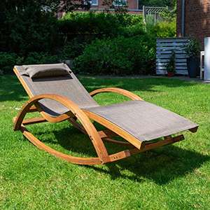 Relax Schaukelstuhl Rio, Gartenmöbel aus vorbehandeltem Holz, Stuhl Bespannung braun, wetterfeste Gartenliege