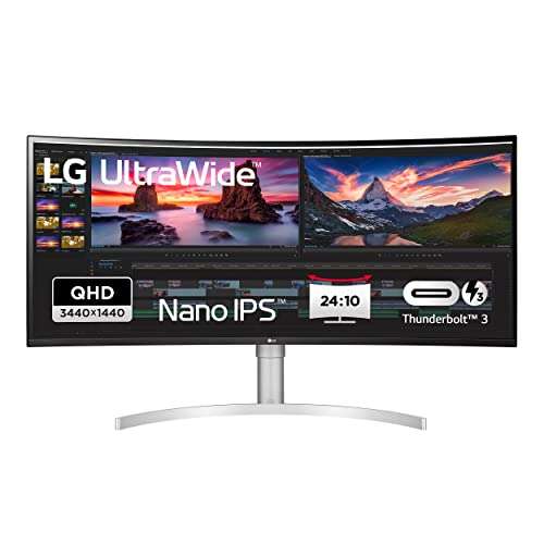 LG UltraWide Curved QHD+ Monitor 38WN95C-W - 38 Zoll, AH-IPS-Panel, AMD FreeSync, HDR10