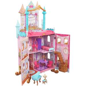 KidKraft Disney Prinzessinnen Dance & Dream Schloss Puppenhaus aus Holz, Spielset mit Musik und beweglicher Tanzfläche für 30 cm Puppen