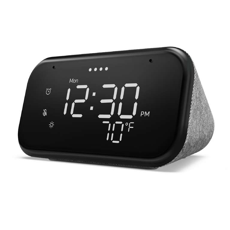 Lenovo Smart Clock Essential | smarter Wecker mit Lautsprecher und Nachtlicht | 4" Display | Google Assistant | 121 mm x 64 mm x 83 mm