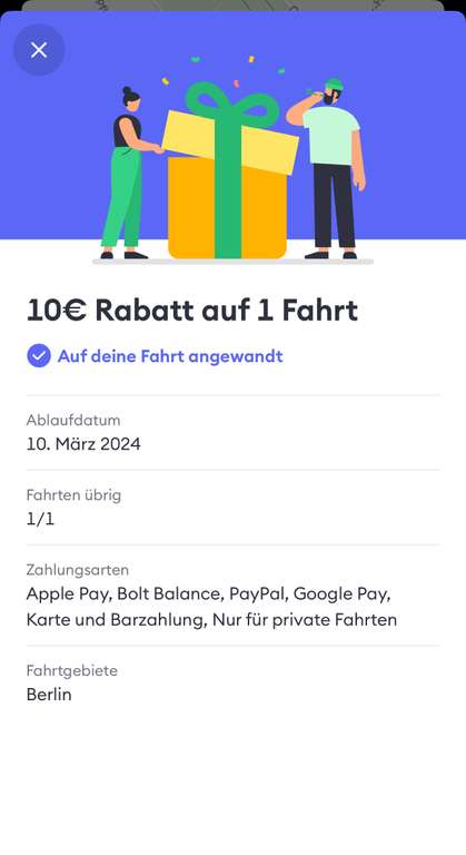 [Carsharing] 10€ Rabatt auf eine Fahrt mit Bolt Drive in Berlin