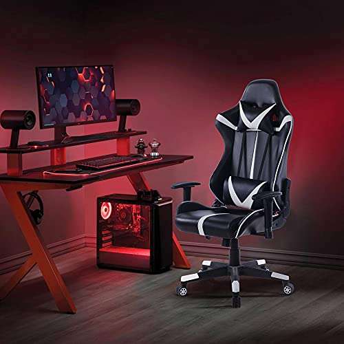 Kunstleder Gaming-Stuhl / Schreibtischstuhl (Racing Design) weiß oder rot für 99,98€ @Amazon Marketplace