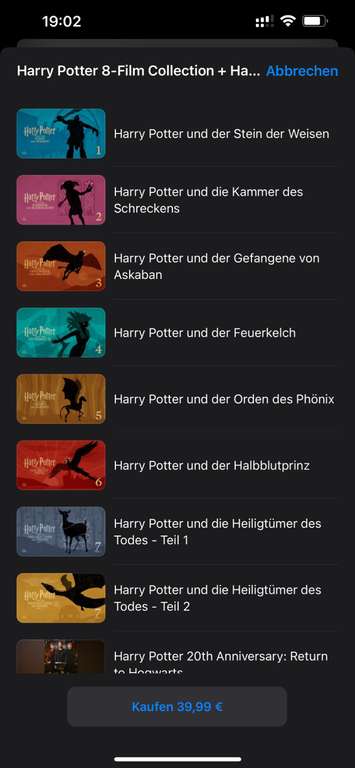 Harry Potter 4K 8 Film Collection / Apple TV / ITunes