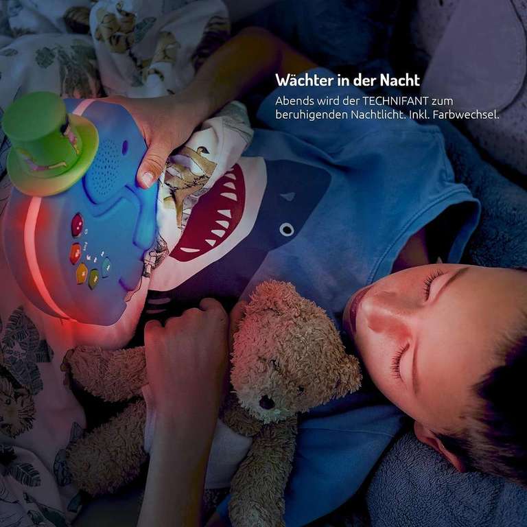 TechniSat TechniFant (Audioplayer & Nachtlicht für Kinder, Inhalte per Hütchen oder via Bluetooth, 5 Knöpfe, ~10h Akku, Kopfhöreranschluss)