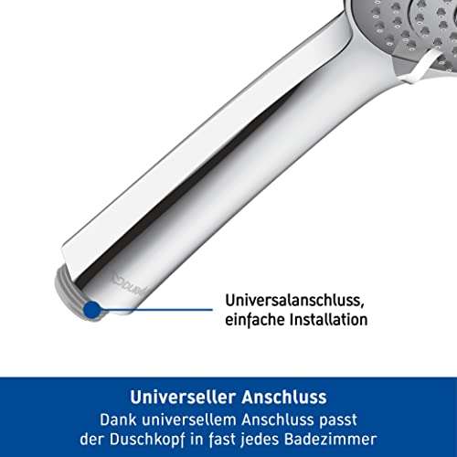 Duravit Universal Duschkopf, Duschbrause Handbrause wassersparend mit 3 Strahlarten