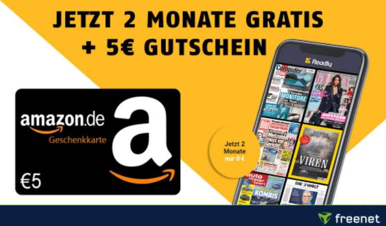 2 Monate readly gratis + 5 € Amazon-Gutschein geschenkt (Neukunden), u.a. mit Sport Bild, National Geographic, Rolling Stone, Auto Bild