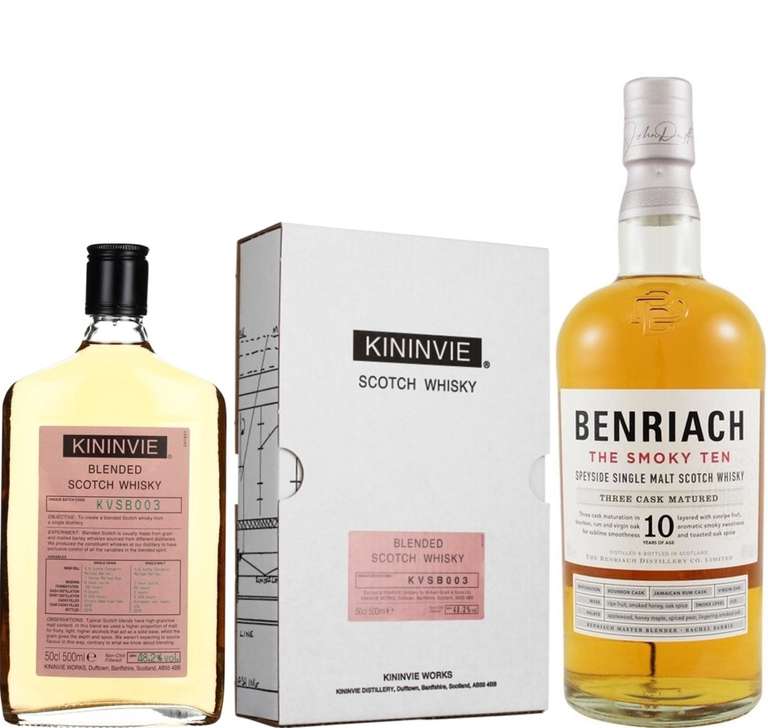 Whisky-Übersicht 145: z.B. Kininvie Exp. Series 3 Single Blend Whisky für 34,90€, Benriach 10 Jahre The Smoky Ten für 34,94€ inkl. Versand