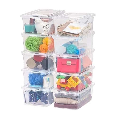 Iris Ohyama, Kunststoff-Aufbewahrungsbox mit Riegeldeckel, 10er-Set, CNL-5, Transparent PRIME