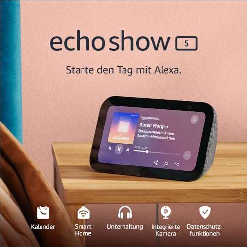 Echo Show 5 (3. Gen.) | Kompakter smarter Touchscreen Alexa | Anthrazit [Prime] / MediaMarkt, Saturn, NBB zum selben Preis