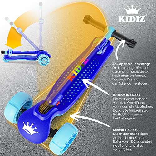 (Prime) KIDIZ Roller Kinder Scooter X-Pro2 Dreiradscooter mit PU LED