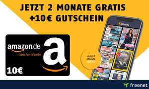 2 Monate Readly Magazinflat gratis + 10 € Amazon Gutschein geschenkt für Neukunden (u.a. mit Sport Bild, Euro, Chip, Auto Bild)