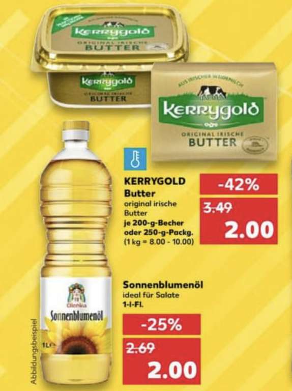 Sonnenblumenöl 1L o. Kerrygold Butter für je 2€ [Kaufland]