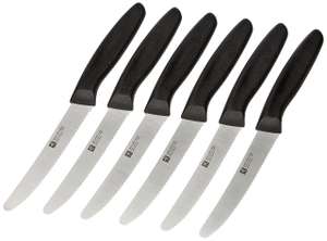 ZWILLING Twin Grip Messer-Set, 6-teilig, Küchenmesser, Klingenlänge: 12 cm, Rostfreier Spezialstahl/Kunststoff-Griff, Schwarz (Prime)