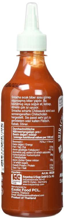 FLYING GOOSE Sriracha scharfe Chilisauce - ohne Glutamat, scharf, weiße Kappe 455 ml, 3,83€ möglich (Spar-Abo Prime)