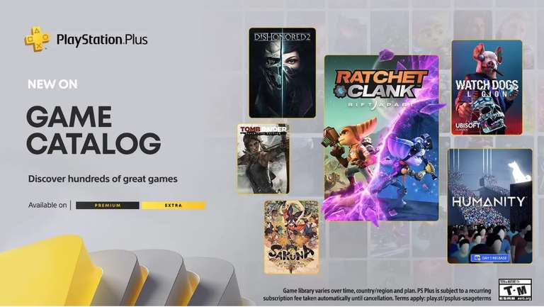 [PS+ Extra & Premium] Mai 2023 - Ratchet & Clank Rift Apart, Watch Dogs Legion, Sakuna: Of Rice and Ruin, Dishonored 2, etc.