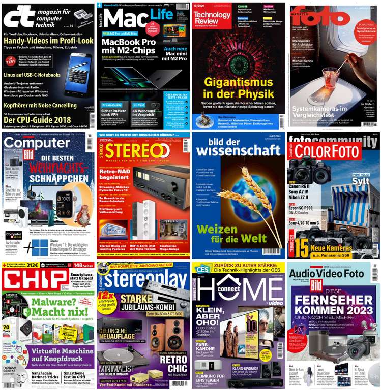 29 Zeitschriftenabos (Computer,Foto,Technik) zB. PC Welt für 70,08€ + 40€ BestChoice | stereoplay für 96€ + 80€ BC / FotoMag.,video,Spektrum