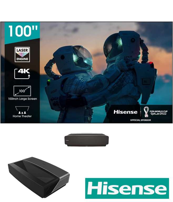 Hisense 100L5F-B12 (100 Zoll) Laser Projektor, 4K Laser TV, UHD, HDR, Laser Technologie, ( Lieferung inkl. Hard Panel )