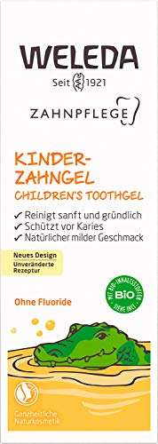 WELEDA Bio Kinder Zahngel – vegane Naturkosmetik Zahnpasta ohne Fluoride zur Zahnpflege von Milchzähnen & Zahnfleisch 50ml (Prime Spar-Abo)