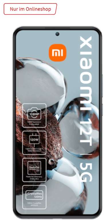 O2 Netz: Xiaomi 12T 256GB alle Farben im Allnet/SMS Flat 12GB LTE für 12,99€/Monat, 4,99€ Zuzahlung