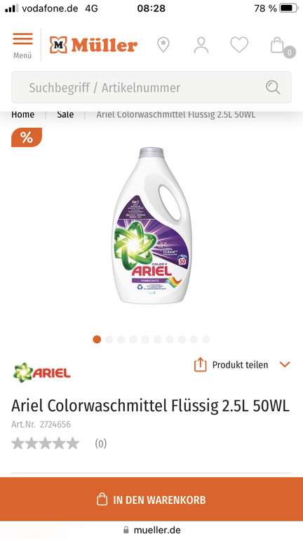 Waschmittel Ariel Color (Onlineshop zur Lieferung in die Filiale)