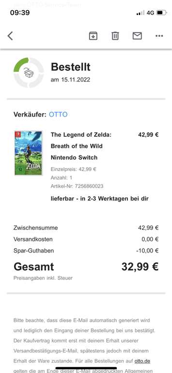 (OTTO Up) Zelda: Breath of the wild (Nintendo Switch) über OTTO Up VSK frei bzw. mit Startguthaben