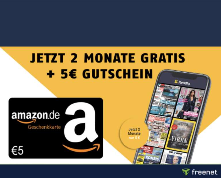 [Freenet] 2 Monate Readly kostenlos + 5 Euro Amazon Gutschein geschenkt