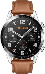 HUAWEI Watch GT 2 Smartwatch 46mm AMOLED wasserdicht Lederarmband Silber Braun