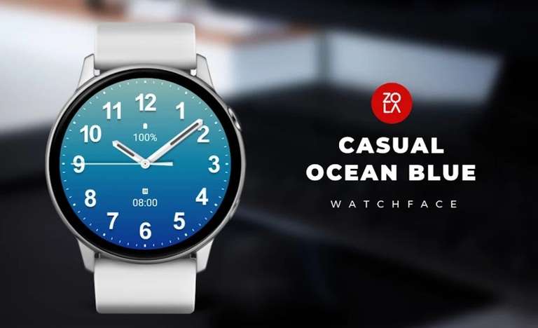 (Google Play Store) Casual Ocean Blue Watch Face (WearOS Watchface, analog)