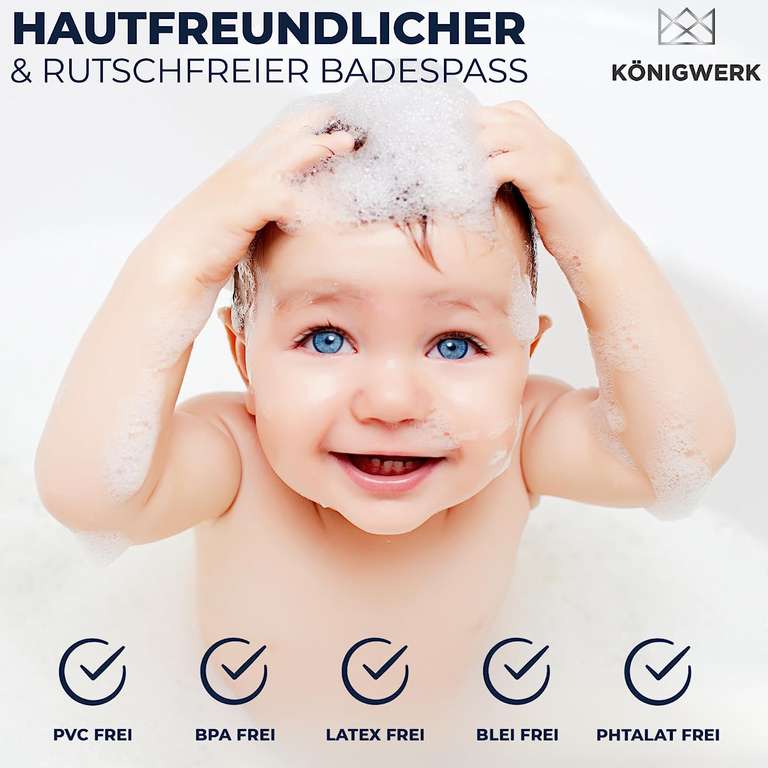 Königwerk Badewannenmatte rutschfest - 100% BPA frei [80x38cm] | Ohne PVC| Antirutschmatte Badewanne - Ideal für Erwachsene & Kinder