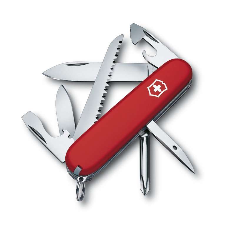 Victorinox Schweizer Taschenmesser Hiker, Swiss Army Knife, Multitool, 13 Funktionen Säge, Klinge, Dosenöffner, Schraubendreher (Prime)