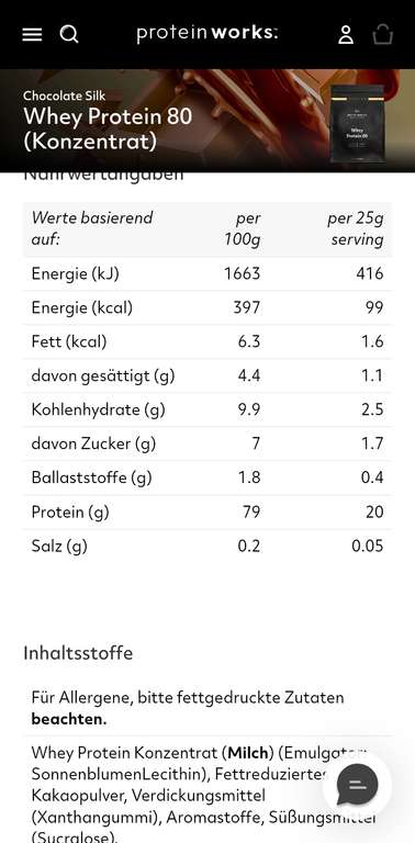 2kg Whey Protein 80 - 32,99€ + Versand Proteinworks