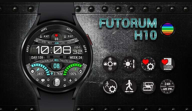 (Google Play Store) FutorumH10 Digital Zifferblatt (WearOS Watchface, digital)