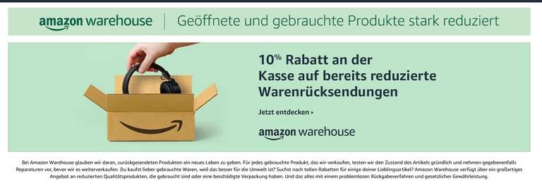 10% auf Warehouse Deals (whd) bei Amazon.de (auch Frankreich, Italien, Spanien, UK)