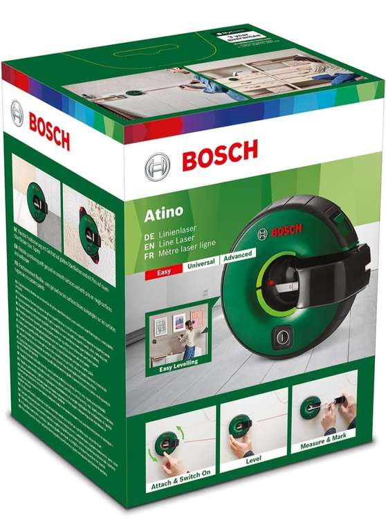 Bosch Linienlaser Atino 1,5 m Arbeitsbereich, integriertes Maßband, Versandkostenfrei