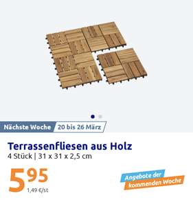Terrassenfliesen aus Holz 4 Stück | 31 x 31 x 2,5 cm